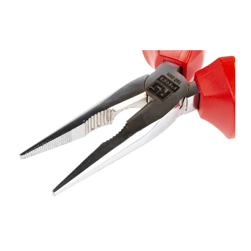 RS PRO Long Nose Plier, 160mm Overall Length, Chrome Finish, DuoTech Soft Grip, VDE 1000V Approved, Model 125-3072