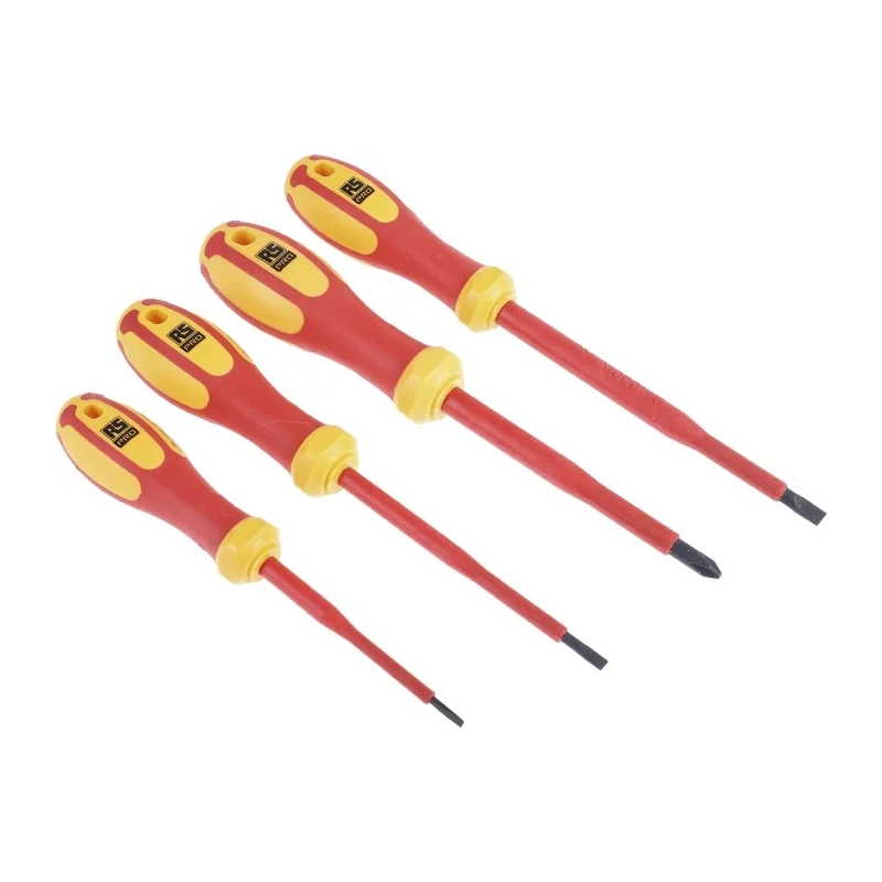 RS PRO Insulated Phillips and Slotted Screwdriver Set 4-Piece, 1000 V AC 1500 V DC, Ergonomic Handle 125-3092