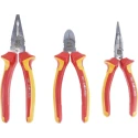RS PRO Insulated 3-Piece Plier Set with Cutters, Long Nose Pliers, Combination Pliers 125-3095