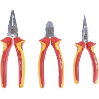 RS PRO Insulated 3-Piece Plier Set with Cutters, Long Nose Pliers, Combination Pliers 125-3095