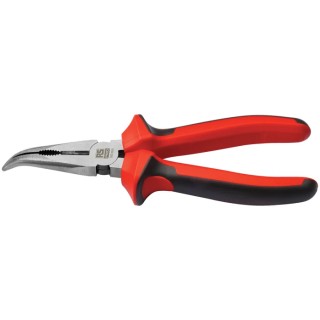 RS PRO Long Nose Plier Bent Nose, 200mm Overall Length, 67mm Jaw, Steel, VDE/1000V Approved, Polished Finish 125-3109