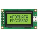 Fordata LCD Alphanumeric Display 2 x 8 Characters Yellow Green LED Backlight 5 V 4 Bit Interface FC0802B00-FHYYBW-51SE