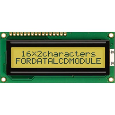 Fordata LCD Alphanumeric Display 2 x 16 Characters, LED Backlit, Yellow and Green Illumination FC1602N01-FHYYBW-51SE