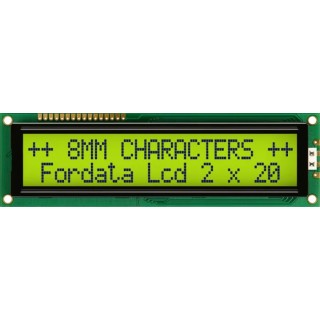 Fordata Alphanumeric LED LCD Display Yellow Green on Yellow Green 2 x 20 Characters FC2002C00-FHYYBW-51SE