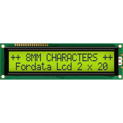 Fordata Alphanumeric LED LCD Display Yellow Green on Yellow Green 2 x 20 Characters FC2002C00-FHYYBW-51SE