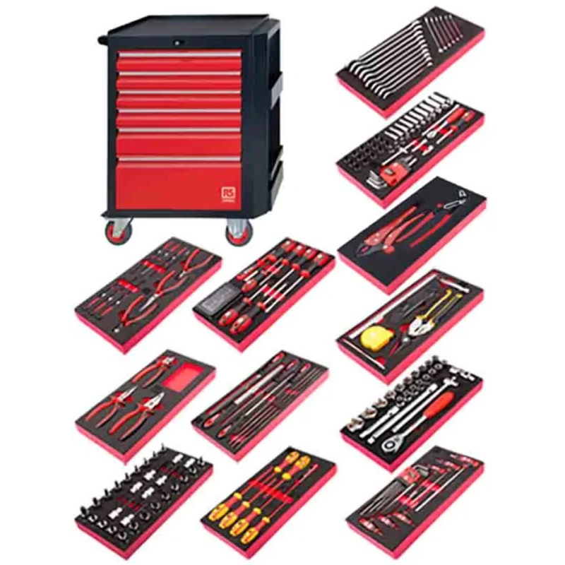 RS PRO 6 Drawer Wheeled Tool Chest with 213 Tools Included 125-3047