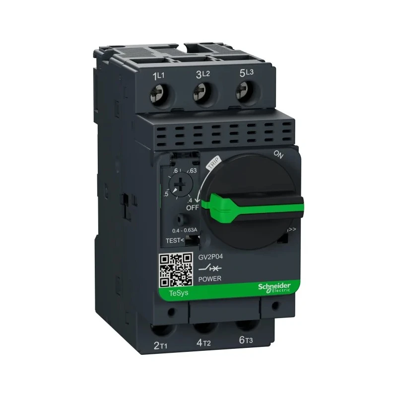 Schneider Electric TeSyS GV Motor Protection Circuit Breaker 400 mA & 630 mA, 3 Poles, Thermal Magnetic, 690V, IP20 GV2P04