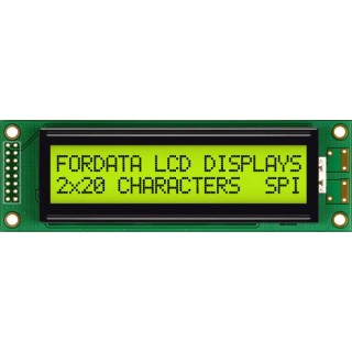 Fordata LED LCD Alphanumeric Display 2 x 20 Characters Green Yellow Backlight FC2002D01-FHYYBW-51SE