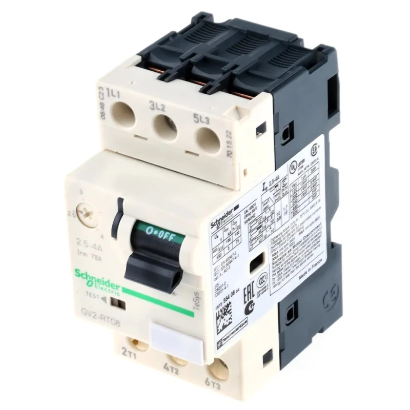 Schneider Electric TeSyS GV Motor Protection Circuit Breaker, 2.5A-4A, 690V, Thermal Magnetic, IP20, 3 Poles, GV2RT08