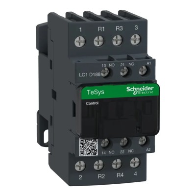 Schneider Electric LC1D Contactor, 48V AC Coil, 4-Pole, 32 A, 2.5 W Coil Power, 690V AC Contact Voltage LC1D188E7