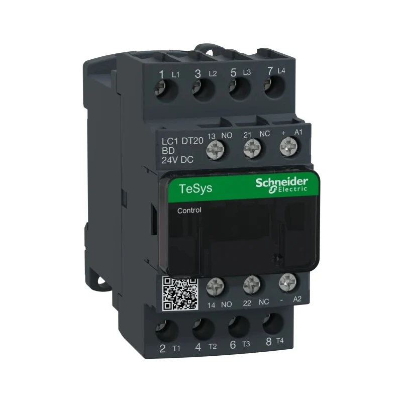 Schneider Electric LC1D Contactor, 24V DC Coil, 4-Pole, 20 A, 1.56 W Power Rating, 4 NO, 690V AC LC1DT20BD