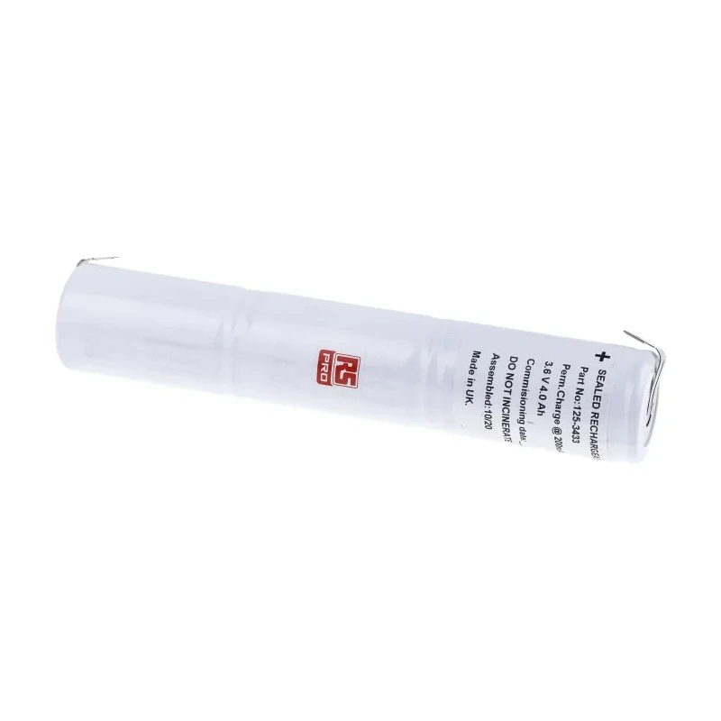 RS PRO 3.6 V NiCd Rechargeable Battery Pack 4 Ah, 3 Cells, Faston Termination 125-3433