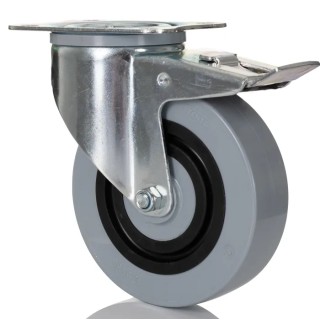Tente Heavy Duty Braked Swivel Castor 125 mm Wheel Diameter 400 kg Load Capacity Polyamide Wheel 3477HUR125P62 grey