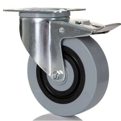 Tente Heavy Duty Braked Swivel Castor 125 mm Wheel Diameter 400 kg Load Capacity Polyamide Wheel 3477HUR125P62 grey