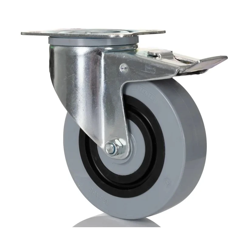 Tente Heavy Duty Braked Swivel Castor 125 mm Wheel Diameter 400 kg Load Capacity Polyamide Wheel 3477HUR125P62 grey