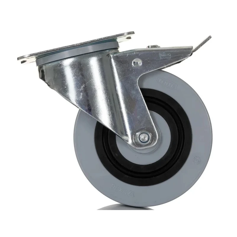 Tente Heavy Duty Braked Swivel Castor 125 mm Wheel Diameter 400 kg Load Capacity Polyamide Wheel 3477HUR125P62 grey