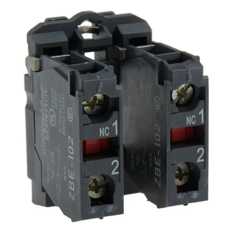 Schneider Electric Harmony Series Contact Block, 600V, 10A, 2 NC, LED Illumination ZB5AZ104
