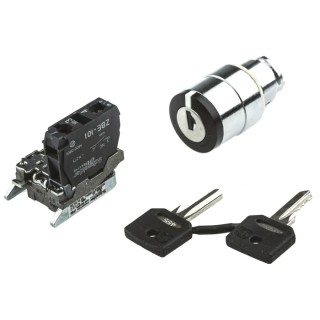 Schneider Electric IP65 Key Switch, 1 NO 2-Way 455-Key, Screw Terminal, Round Bezel, Harmony Series XB4