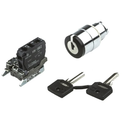 Schneider Electric IP65 Key Switch, 1 NO 2-Way 455-Key, Screw Terminal, Round Bezel, Harmony Series XB4 