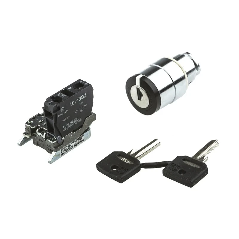 Schneider Electric IP65 Key Switch, 1 NO 2-Way 455-Key, Screw Terminal, Round Bezel, Harmony Series XB4 