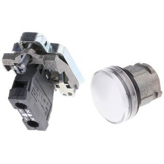 Schneider Electric Panel Mount White LED Pilot Light Harmony XB4 22mm Cutout 120V ac IP66 IP67 IP69K XB4BVG1