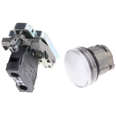 Schneider Electric Panel Mount White LED Pilot Light Harmony XB4 22mm Cutout 120V ac IP66 IP67 IP69K XB4BVG1
