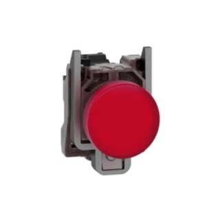 Schneider Electric Panel Mount Red LED Pilot Light Harmony XB4 22 mm Cutout 120V AC Metal Body Round XB4BVG4