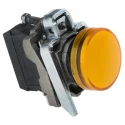 Schneider Electric Panel Mount Orange LED Pilot Light Harmony XB4 22 mm Cutout 24 V AC/DC Metal Bezel XB4BVB5