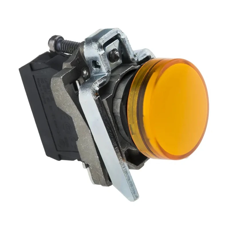 Schneider Electric Panel Mount Orange LED Pilot Light Harmony XB4 22 mm Cutout 24 V AC/DC Metal Bezel XB4BVB5
