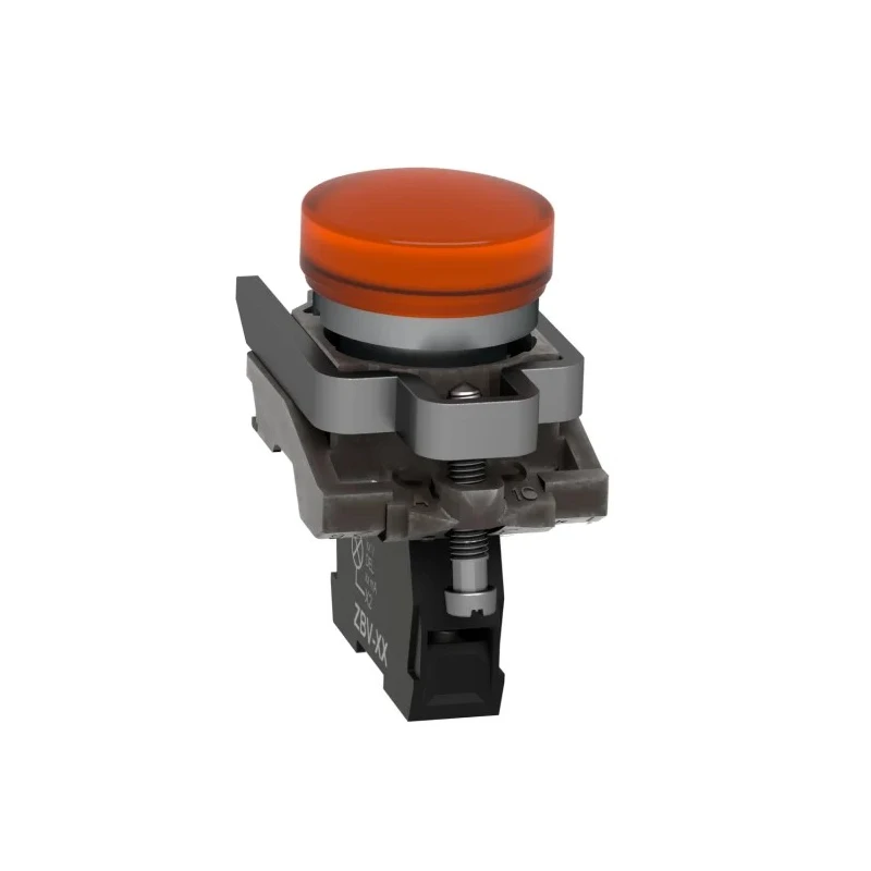 Schneider Electric Panel Mount Orange LED Pilot Light Harmony XB4 22 mm Cutout 24 V AC/DC Metal Bezel XB4BVB5