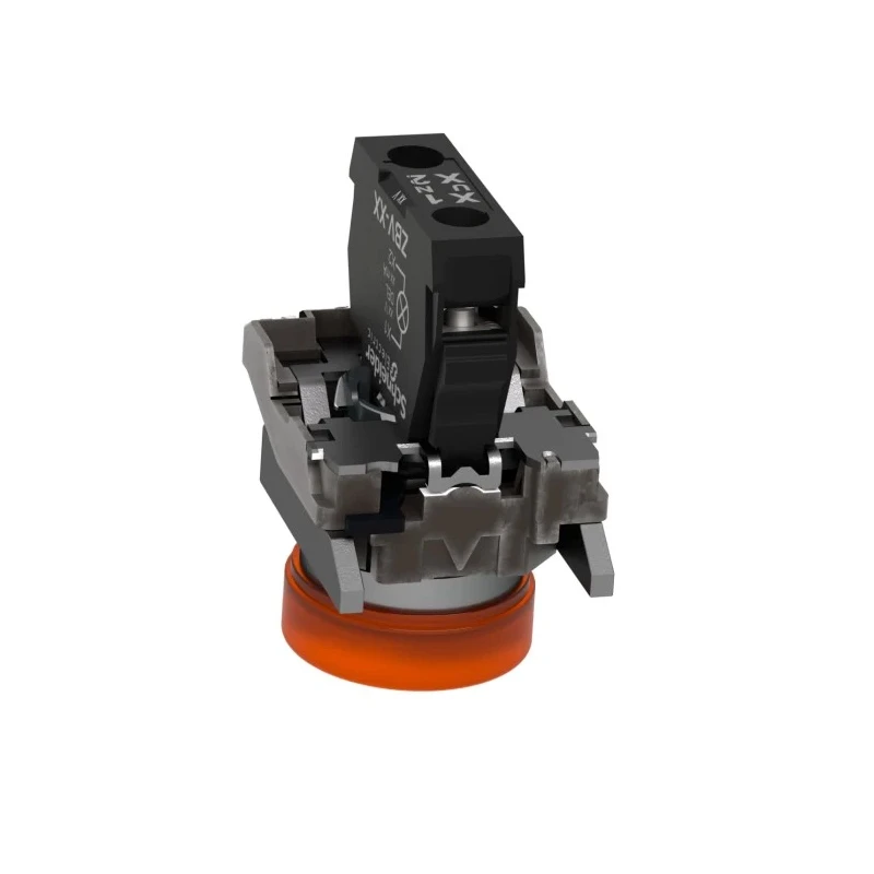 Schneider Electric Panel Mount Orange LED Pilot Light Harmony XB4 22 mm Cutout 24 V AC/DC Metal Bezel XB4BVB5