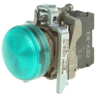 Schneider Electric Panel Mount Green LED Pilot Light Harmony XB4 22 mm Cutout 24V ac/dc IP65 Round XB4BVB3EX