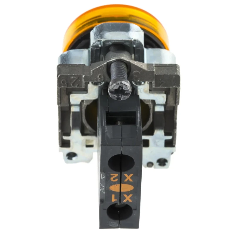 Schneider Electric Panel Mount Orange LED Pilot Light Harmony XB4 22 mm Cutout 24 V AC/DC Metal Bezel XB4BVB5