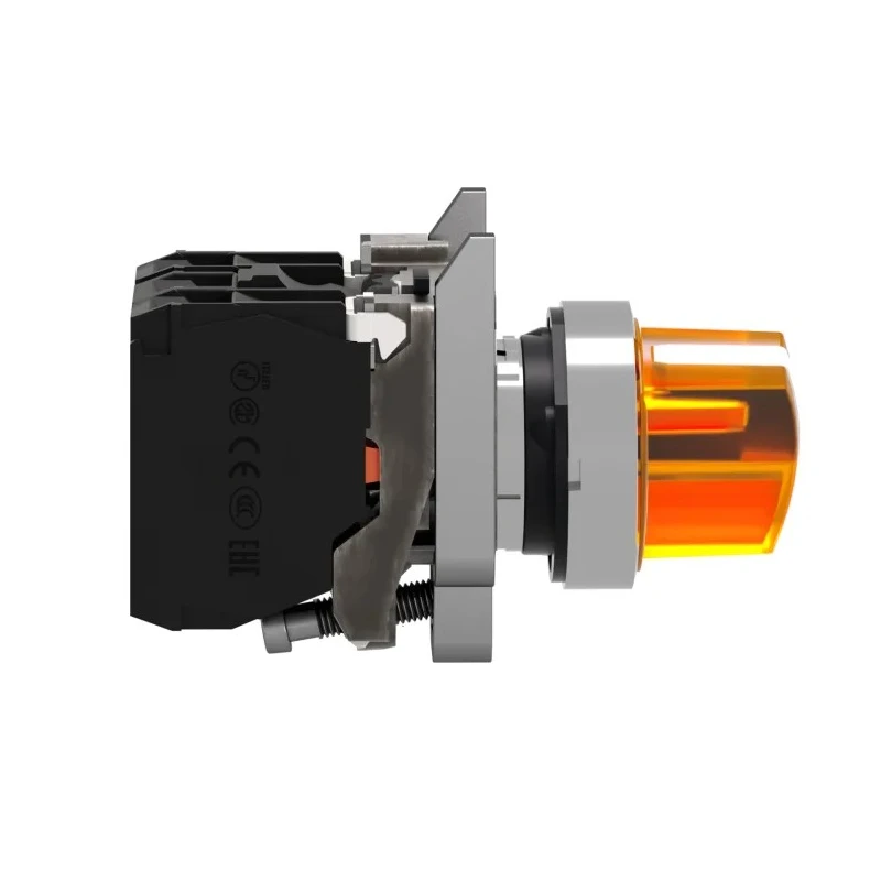 Schneider Electric Harmony XB4 Yellow Standard Handle Selector Switch Illuminated 2 Positions 1 NO/1 NC 22mm XB4BK125B5