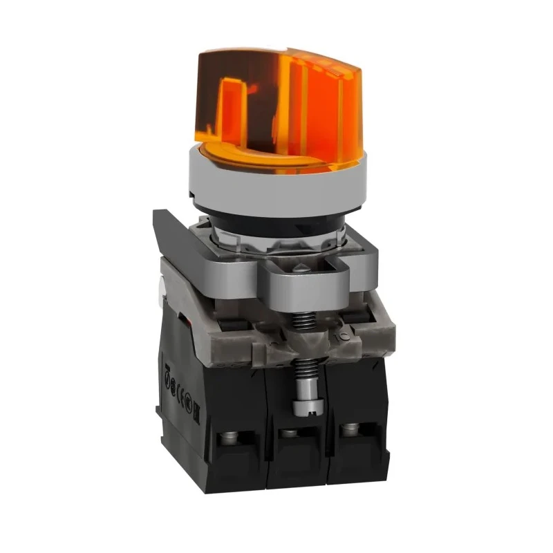 Schneider Electric Harmony XB4 Yellow Standard Handle Selector Switch Illuminated 2 Positions 1 NO/1 NC 22mm XB4BK125B5