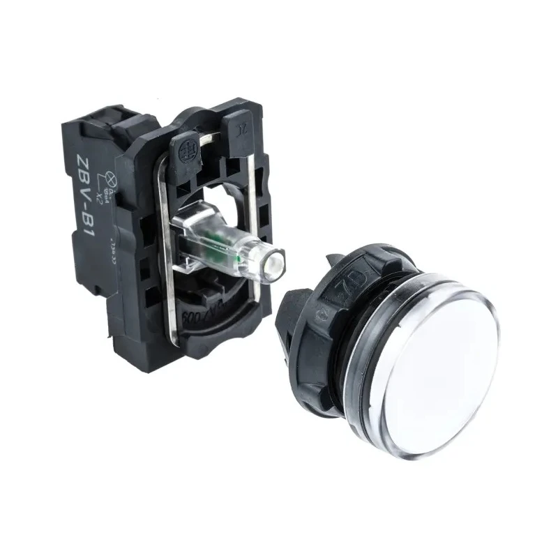 Schneider Electric Panel Mount White LED Pilot Light Harmony XB5 22 mm Cutout 24V AC/DC IP67 IP66 Round XB5AVB1