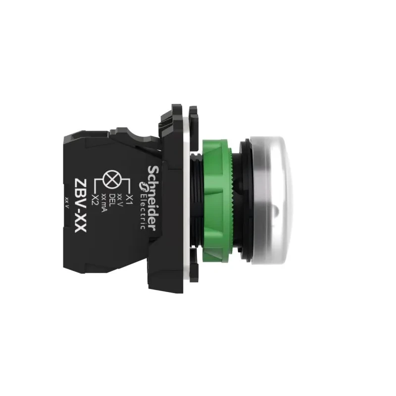 Schneider Electric Panel Mount White LED Pilot Light Harmony XB5 22 mm Cutout 24V AC/DC IP67 IP66 Round XB5AVB1