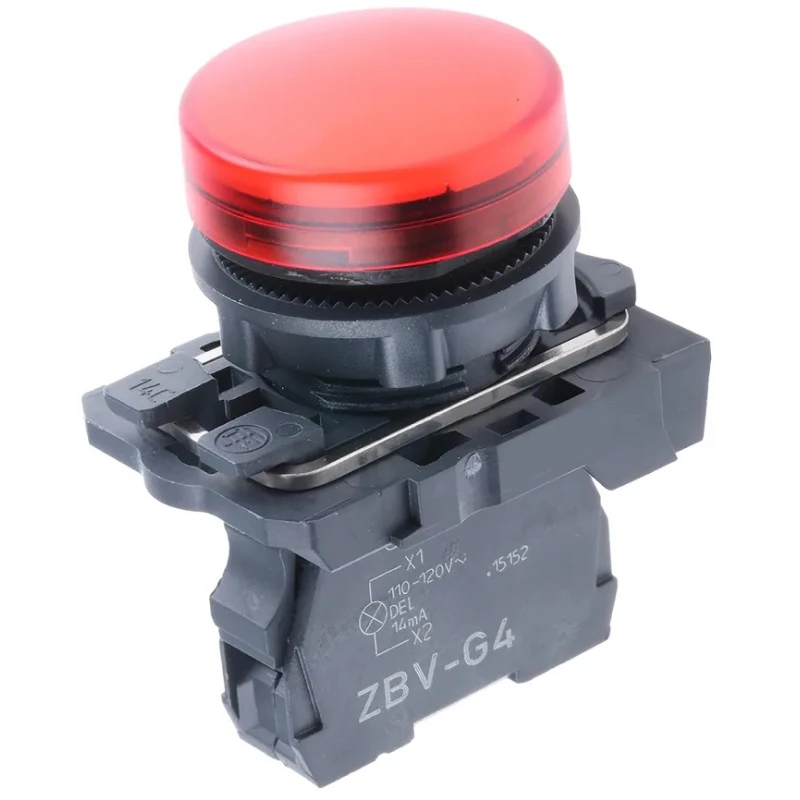 Schneider Electric Panel Mount Red LED Pilot Light Harmony XB5 22 mm Cutout 120V AC IP67 IP66 XB5AVG4