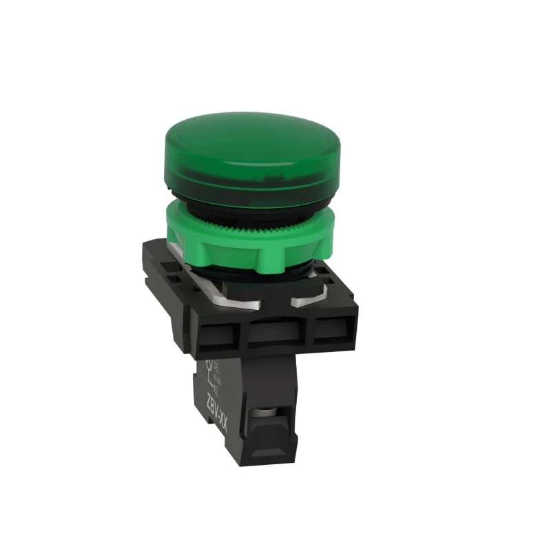 Schneider Electric Panel Mount Green LED Pilot Light Harmony XB5 22 mm Cutout 24V AC/DC IP67 IP69K IP66 Round XB5AVB3