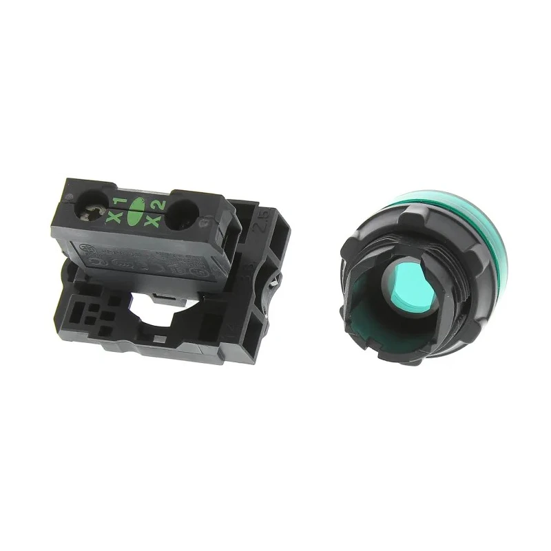 Schneider Electric Panel Mount Green LED Pilot Light Harmony XB5 22 mm Cutout 24V AC/DC IP67 IP69K IP66 Round XB5AVB3