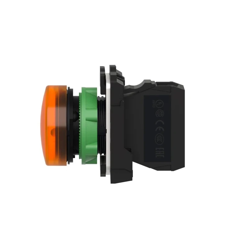 Schneider Electric Panel Mount Orange LED Pilot Light, Harmony XB5, 22 mm Cutout, 24V AC/DC, IP66 IP67, Round XB5AVB5