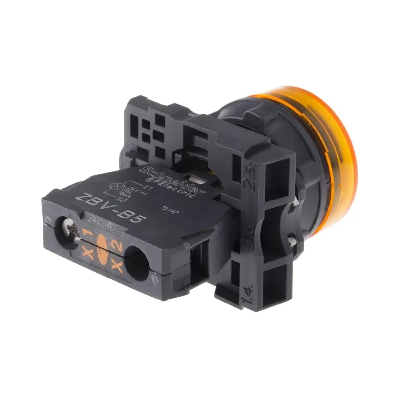 Schneider Electric Panel Mount Orange LED Pilot Light, Harmony XB5, 22 mm Cutout, 24V AC/DC, IP66 IP67, Round XB5AVB5