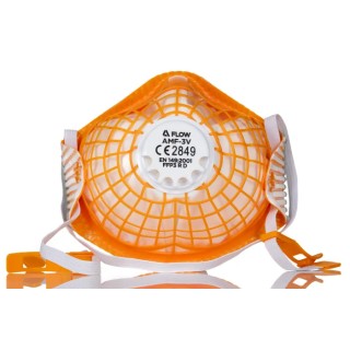 Skytec Alpha Flow Series FFP3 Disposable Face Mask Valved Shell, Adjustable Nose Clips, Orange, 10 Per Pack FFP3