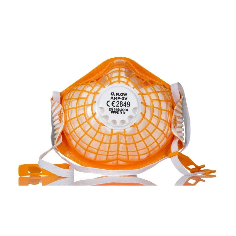 Skytec Alpha Flow Series FFP3 Disposable Face Mask Valved Shell, Adjustable Nose Clips, Orange, 10 Per Pack FFP3