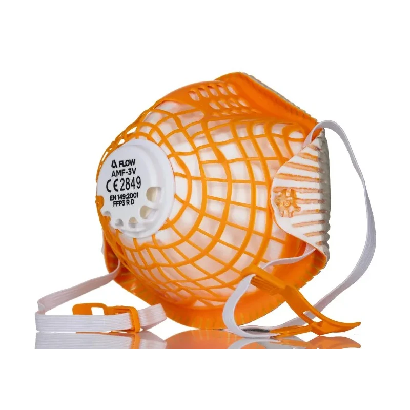 Skytec Alpha Flow Series FFP3 Disposable Face Mask Valved Shell, Adjustable Nose Clips, Orange, 10 Per Pack FFP3