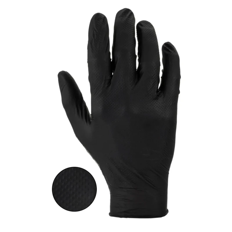 Polyco Healthline Black Nitrile Disposable Gloves Box of 100 GL100
