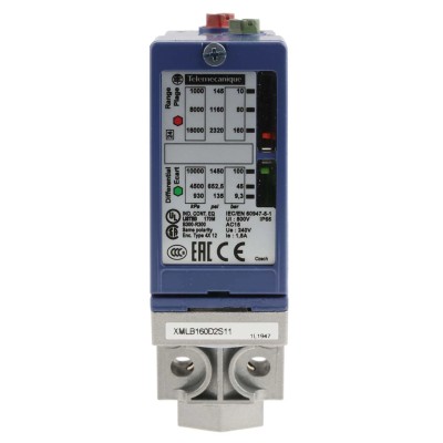 Telemecanique Sensors XMLB Series Differential Pressure Sensor 10 to 160 bar, 2 NC Slow, 0 to 10 V, 1 CO Single XMLB160D2S11