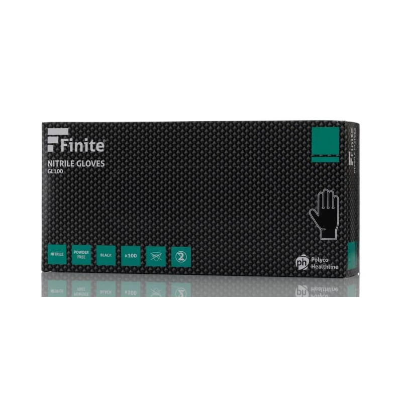 Polyco Healthline Black Nitrile Disposable Gloves Pack of 100 GL1002