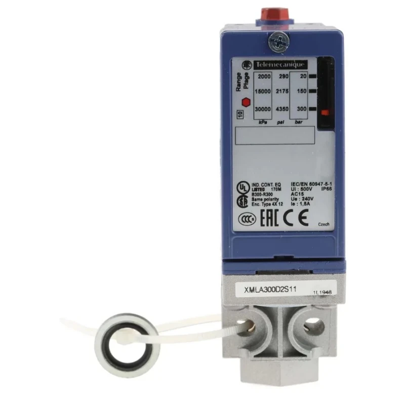 Telemecanique Sensors XMLB Series Differential Pressure Sensor, Relay Output, 22 bar Min, 300 bar Max, 2% XMLB300D2S11