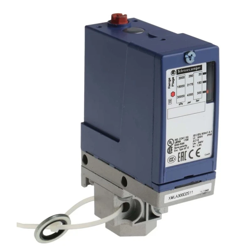 Telemecanique Sensors XMLB Series Differential Pressure Sensor, Relay Output, 22 bar Min, 300 bar Max, 2% XMLB300D2S11
